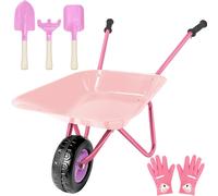 CHECARZHN--NO1-Brouette Enfant, Kit De Jardinage Pour Enfants Avec Brouette En Métal, Pelle Jardinage, Râteau De Jardin Et Gants Jardinage Enfant, Outils Jardinage Enfant Pour Jeux Exterieur