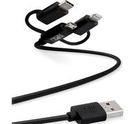CHECARZHN--NO1-Câble Usb Avec Connecteurs Lightning + Micro Usb + Type C - Noir