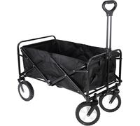 CHECARZHN--NO1-Chariot De Jardin Pliable Chariot De Plage Avec Toile Oxford Imperméable Couleur Noire Roues De 20 Cm De Diamètre 360º Charge . 100 Kg