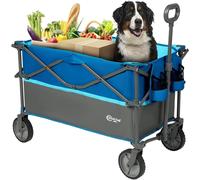 CHECARZHN--NO1-Chariot De Jardin Pliable Plus Grande Capacité Pour Festival, Plage, Camping, Grande Capacité, Chariot Pliable Avec Roulettes, Remorque De Pique-Nique Pliable Robuste Bleu