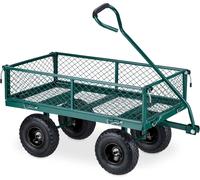 CHECARZHN--NO1-Chariot De Jardin Pratique, Roues Pneumatiques, Parties Latérales Pliables, Charge . 200 Kg, Vert