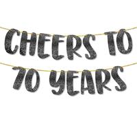 Checarzhn--No1-Cheers To 70 Years Bannière Noire À Paillettes ¿ Décorations De Fête D'anniversaire « Happy 70th Birthday » De 2,4 M, Fournitures De Fête D'anniversaire De Mariage ¿ Décoration De