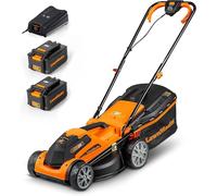 CHECARZHN--NO1-Clmf2434G Tondeuse À Gazon Sans Fil 24V 2X4.0Ah Batterie, 34Cm, Jusqu'À 300M² Paillage 32L, Hauteur De Coupe À 6 Niveaux 20-70Mm 2 Ans De Garantie