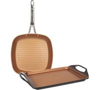 CHECARZHN--NO1-Collection Origine Set De Poêle Grill De 28 Cm Et Grill De 36 Cm, Aluminium Forgé, Compatible Induction