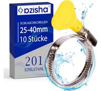 CHECARZHN--NO1-Collier De Serrage Inox - 10 Pièces 25-40 Mm Collier Serrage - Collier De Serrage Métallique - Collier Durite - Colliers De Serrage À Écrou Papillon Pour Eau, Gaz, Piscine Et Tuyau D'A