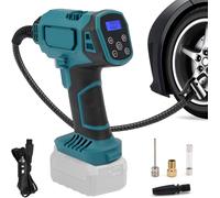 CHECARZHN--NO1-Compresseur À Air Portatif, Gonfleur Pneus Voiture Sans Fil Compatible Avec Makita 18 V Li-Ion, 120 Psi, Avec Lampe Led Et 4 Buses Pour Vélo/Voiture/Ballon/Moto (Sans Batterie)