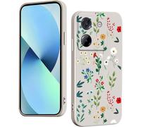 Checarzhn--No1-Coque Pour Xiaomi Poco M7 Pro 5g Silicone Antichoc Antidérapant, Étui Protection À Motifs Mignon Durable Souple Mince Intégrale Protection Housse (Floral,White)