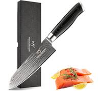Checarzhn--No1-Couteau Santoku En Acier Damas Vg10 De 6,3 Pouces, Lame Ultra-Tranchante Idéale Pour Hacher, Couper, Émincer Et Tailler, Livré Dans Une Belle Boîte Cadeau