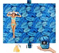 Checarzhn--No1-Couverture De Plage Légère, Surdimensionnée 271,8 X 195,6 Cm, Imperméable, Anti-Sable, Double Ancrage Pour Plaisir, Loisirs, Plage, Avec Pochette À Piquet Et Piquets En Plastique,