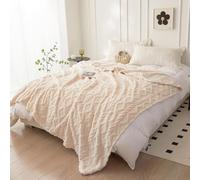 Checarzhn--No1-Couverture Douillette En Polaire ¿ Couverture C Et Douce Pour L'hiver, Crème, Taille Xxl, 200 X 230 Cm, Grande Couverture De Salon, Couvre-Lit De Canapé