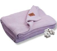 Checarzhn--No1-Couverture Tricotée En Coton Bio Certifiée Gots - Douce Et Confortable - Prélavée - Parfaite Pour Le Canapé, Le Lit Et La Décoration - Lavable En Machine (Lavande, 203 X 228 Cm)