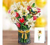 Checarzhn--No1-Cutpopup Lily Bouquet - Carte D'anniversaire Pop-Up, Carte De V?Ux 3d En Papier Avec Fleurs (Bouquet De Lys)71sm.Fr1520