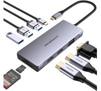 CHECARZHN--NO1-Dock Usb C,Station D'Accueil Usb C 9 En 1 Vers Double Hdmi,Avec Alimentation 100W, 2 Hdmi, Vga, 3 Usb 3.0, Lecteur De Cartes Sd/Tf, Hub Usb C Triple Affichage Pour Macbook, , Dell¿