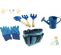 CHECARZHN--NO1-Ensemble D'Outils De Jardinage Pour Enfants Avec Fourre-Tout À Fourre-Tout À Fourche À Râteau Gant Pour Enfants Jardin Jouets (Bleu)