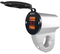 CHECARZHN--NO1-Étanche 12 V Moto Qc3.0 Double Ports De Chargeur Usb Adaptateur Secteur Avec Voltmètre Numérique Pour Smartphones, Tablettes Et Gps