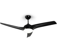 CHECARZHN--NO1-Figo - Ventilateur De Plafond, 3 Pâles De 52 Cm De Diamètre, 3 Vitesses, 2 Sens De Rotation, Télécommande Fournie, Lampe Avec Abat-Jour En Verre - Noir
