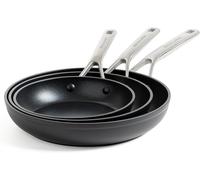 Checarzhn--No1-Forged Hardened Aluminium Ensemble De Poêles À Frire De 20 Cm, 24 Cm Et 28 Cm En Céramique Anodisée Dure Antiadhésive, Sans Pfas, Comptible Avec L'induction, Va Au Four, Noir