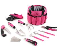 CHECARZHN--NO1-Garden Pink Lot De 10 Outils De Jardin 10 Accessoires De Jardin En Acier Inoxydable Sac De Jardin Pratique Comme Cadeau Femme Pour Jardinier Femme