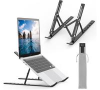 CHECARZHN--NO1-Gb1054B Support Ordinateur Portable Réglable, Support Pc Pliable En Aluminium 6 Niveaux De Hauteur, Compatible Macbook Air/Pro, Dell 10-17,3 Pouces, Léger Et Stable - Noir