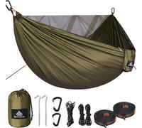 Checarzhn--No1-Hamac De Camping Avec Moustiquaire Capacité De Charge De 300kg, (290 X 140 Cm) Nylon Parachute Respirant, Séchage Rapide Accessoires Complets Hamac De Voyage Facile À Installer