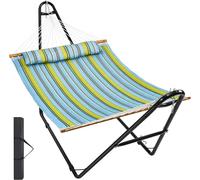 CHECARZHN--NO1-Hamac Pour Deux Personnes Avec Support, Capacité Charge 217 Kg, Hamac Double Avec Support En Acier Portable, Sac De Transport Et Oreiller, Hamac Autoportant Pour Terrasse Extérieure, C