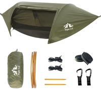 Checarzhn--No1-Hamac Tente Avec Moustiquaire Imperméable À L'eau Pour 1 Personne Randonnée Camping Dans Jardin Arrière-Cour Sauvage Vert
