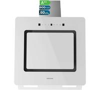 CHECARZHN--NO1-Hotte Aspirante Inclinée Décorative 60Cm Bolero Flux Dt 608002 Glass White A++. Finition Verre Blanc, Cheminée Inox, Aspiration 800M3/H, Moteur 210W, 3 Puissances, Filtre Charbon