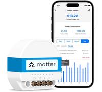 CHECARZHN--NO1-Interrupteur Connecté Matter (Fil Neutre Requis) - Suivi De Consommation D'Énergie Et Matter Simple Setup (Mss), Commutateur Wifi Compatible Avec Apple Home, Alexa Et Google Home