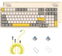CHECARZHN--NO1-K3 Clavier De Jeu Mécanique Filaire Remplaçable À Chaud Avec Câble Usb-C Enroulé, 100 Touches, Disposition Compacte, Clavier Rétroéclairé 19 Rvb, Interrupteur Bleu Pour Win/Mac-Fromage