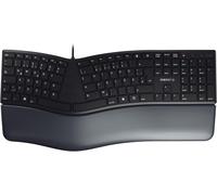 CHECARZHN--NO1-Kc 4500 Ergo, Clavier Ergonomique, Disposition Allemande (Qwertz), Filaire, Repose-Poignet Rembourré Avec Mousse À Mémoire De Forme, Clavier Incurvé, Noir