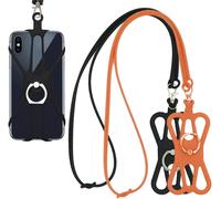 Checarzhn--No1-Lanière De Téléphone Portable, 2pcs Courroie De Cou De Téléphone Portable Avec L'étui D'anneau De Silicone Pour 4-6.5"" Smart Phones