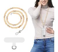 CHECARZHN--NO1-Lanyard Universel Pour Téléphone, Lanyard Perlé Pour Téléphone, Lanyard Antivol Détachable Pour Téléphone Portable De Femme, Lanyard Autour Du Cou Avec Patchs Pour Iphone, Bois