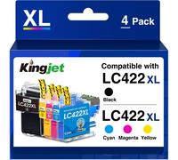 CHECARZHN--NO1-Lc422Xl Cartouches D'Encre Pour Brother Lc422 Lc422Xl Lc-422 Lc-422Val Cartouche Compatible Pour Brother Mfc-J5740Dw Mfc-J5340Dw Mfc-J6540Dw Mfc-J6940Dw Mfc-J5345Dw (4 Pack)