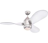 CHECARZHN--NO1-Lighting 7225840 Josef, Ventilateur De Plafond Avec Lampe Intégrée 40 W, Nickel Brossé, 122 Cm