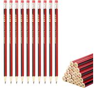 Checarzhn--No1-Lot De 10 Crayons Graphite 2b Avec Gommes, Crayons Hexagonaux En Bois Pour L'école, Crayons Aiguisés Pour Enfants, Enseignants, Écriture Graphique, Écriture Scolaire, Rouge Et Noir