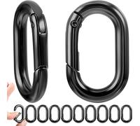 Checarzhn--No1-Lot De 10 Mini Mousquetons De 2,5 Cm - Petits Mousquetons - En Métal - Ovales - Noir - Anneaux Fendus À Ressort Pour Camping, Sac À Dos, Remorque, Paracorde, Porte-Clés De Voiture