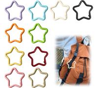 Checarzhn--No1-Lot De 10 Mini Mousquetons Star En Alliage Coloré En Forme D'étoile, Compacts 4,1 X 0,4 Cm, Idéal Pour Le Bricolage, Les Voyages, Les Porte-Clés, Les Équipements D'extérieur ¿ 10 Coule