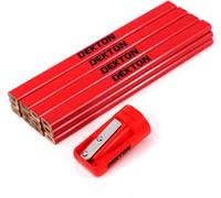 Checarzhn--No1-Lot De 12 Crayons De Charpentier Avec Taille-Crayon - Durable, Facile À Tailler, Crayons Multicolores Pour Marquage De Précision Idéal Pour La Menu Rie, Le Travail Du Bois Et La