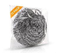CHECARZHN--NO1-Lot De 12 Eponge Vaisselle En Acier Inoxydable - Eponge Metallique Haute Qualit¿¿, Boule Inox Plancha, ¿¿ponges ¿¿ R¿¿curer Tr¿¿s R¿¿sistante, Eponge Grattante - Id¿¿al Pour Les Nettoya