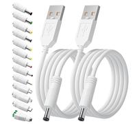 CHECARZHN--NO1-Lot De 2 Câbles Usb Vers Dc 5 V Universels 13 En 1 Usb A Vers Fiche Creuse Câble D'Alimentation 1,5 M 5,5 X 2,1 Mm Avec Fiche 13 Dc Pour Bandes Led, Hubs Usb, Caméras, Banques D'Aliment