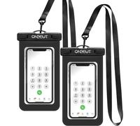 Checarzhn--No1-Lot De 2 Pochettes Étanches Universelles Compatibles Avec Iphone 15 14 13 12 Pro Plus/Samsung Galaxy S24/23/22 Ultra Jusqu'à 7"", Ip68 Essentiels De Voyage À La Plage - Noir