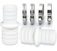 CHECARZHN--NO1-Lot De 2 Raccords De Tuyau Avec Colliers De Serrage - Adaptateur De Tuyau De Piscine - Double Embout De Tuyau (2 X 32 À 38 Mm)