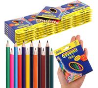 Checarzhn--No1-Lot De 288 Mini Boîtes De 24 Mini Crayons De Couleur, 8,6 Cm, Portables Et Courts, Crayons De Couleur Pré-Taillés Pour Dessin, Croquis, Livres De Coloriage, 12 Couleurs