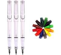 Checarzhn--No1-Lot De 3 Crayons Éternels Transparents Avec Tête De Rechange De 12 Couleurs, Sans Encre, Outil D'écriture Illimitée