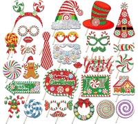 Checarzhn--No1-Lot De 30 Accessoires Pour Photos De Noël, Accessoires De Fête, Accessoires De Noël, Accessoires De Fête Décoratifs Pour Noël, Décoration De Fête De Noël