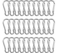 Checarzhn--No1-Lot De 30 Petit Mousqueton,Mousquetons En Aluminium Porte Clef Mousqueton,3.6 * 41 Mm,Pour Sac À Dos Laisse Chien Camping Randonnée Pêche Voyage(Argent)