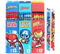 Checarzhn--No1-Lot De 36 Crayons À Papier Spider Hb Avec Gommes Pour Enfants, Sacs De Fête, Pour L'école, Le Bureau (Héros Mixte, 36 Crayons Avec Gomme)