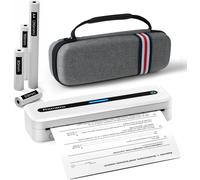 CHECARZHN--NO1-M832 Imprimante Thermique, Imprimante Thermique A4 Sans Encre, Compatible Avec Phones & Laptop, Iimprimante Sans Encre Avec Mallette De Transport Et 4 Rouleaux De Papier Thermique (Blan