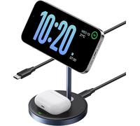 Checarzhn--No1-Magflow Chargeur Induction Iphone 2 En 1 Qi Compatible Avec Magsafe Iphone 16 Plus Pro 15 14 13 Airpods 4 3 2 Pro Station De Charge Sans Fil Magnétique Rapide Câble Usb C