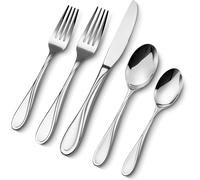 Checarzhn--No1-Ménagère 45 Pièces, Couverts En Acier Inoxydable De Qualité Alimentaire, Finition Polie Miroir, Lavables Au Lave-Vaisselle, Avec Couteau, Fourchette, Cuillère, Pour Cuisine, Maison, 8 P